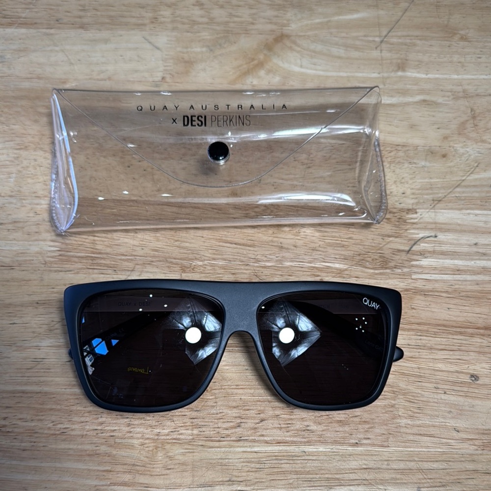 Quay Australia x Desi Perkins Black Modern Sunglasses